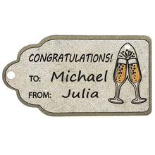 Load image into Gallery viewer, Sonteo Designs Champagne Flutes Engraved Wooden Tag
