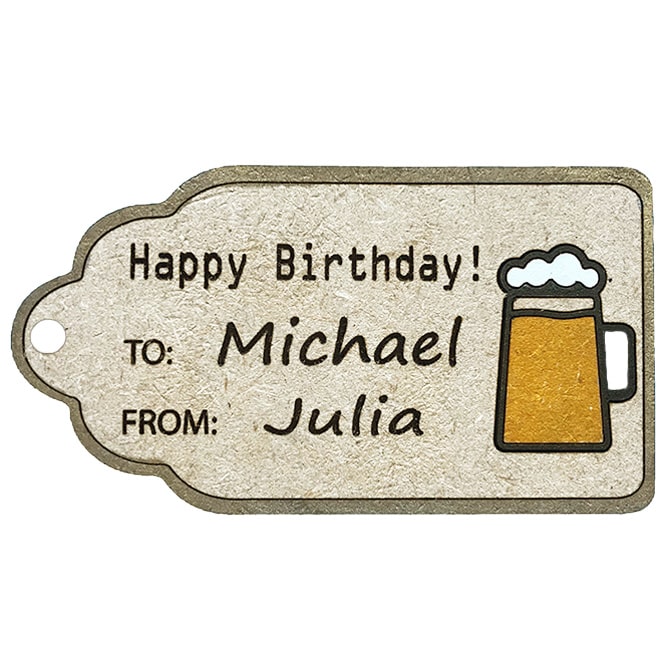 Sonteo Designs Beer Mug Engraved Wooden Tag