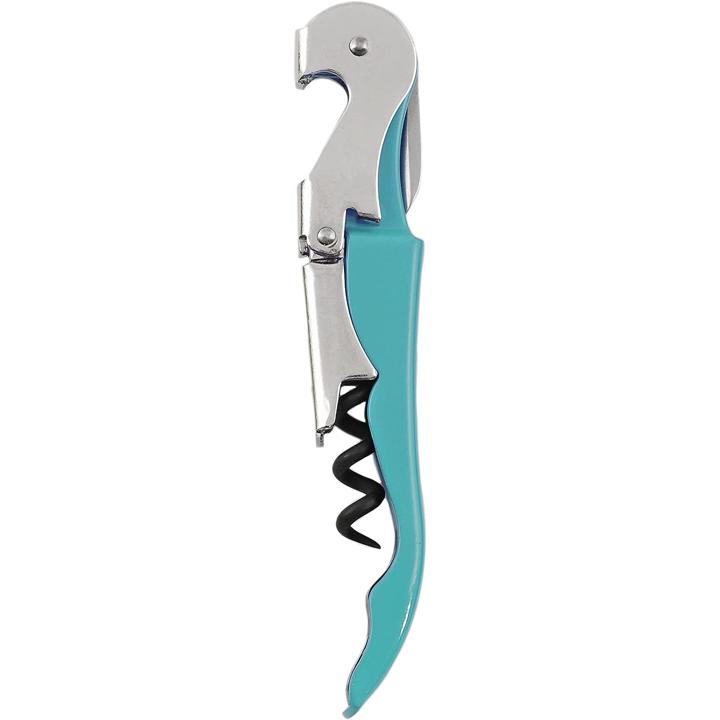 True Brands Truetap Double Hinged Waiter's Corkscrew Blue